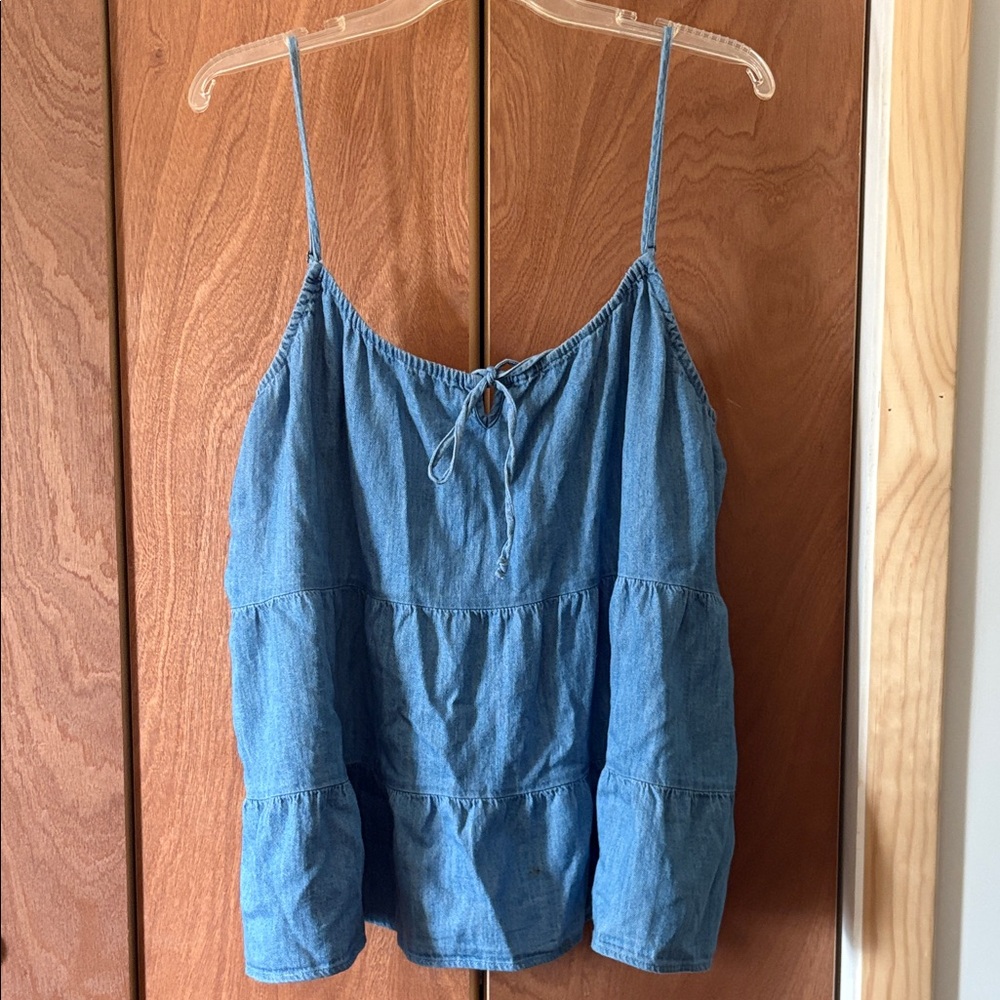 Old Navy  Blue Denim Camisole Tiered Top Size XL NWT